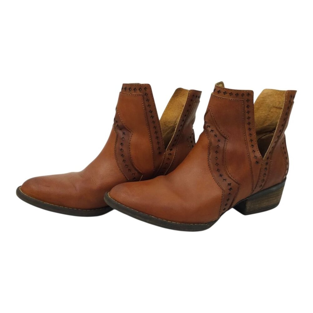 Very Volatile Tan Leather Cutout Ankle Booties